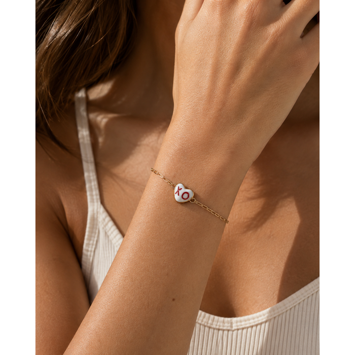 Shá Parlé Paperclip Charm Bracelet with Extender & Charm