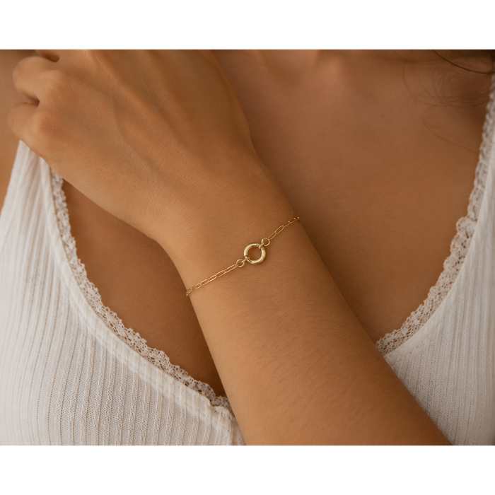 Shá Parlé Paperclip One Charm Holder Bracelet with Extender