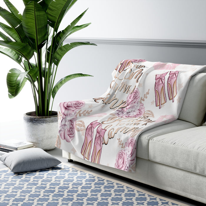 Sherpa Blanket — “Too Glam to Give a Damn” Floral Kiss Luxury Throw