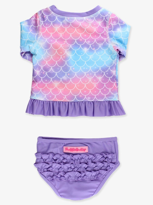 Shimmer Mermaid Tale Long Sleeve Rash Guard Swimsuit