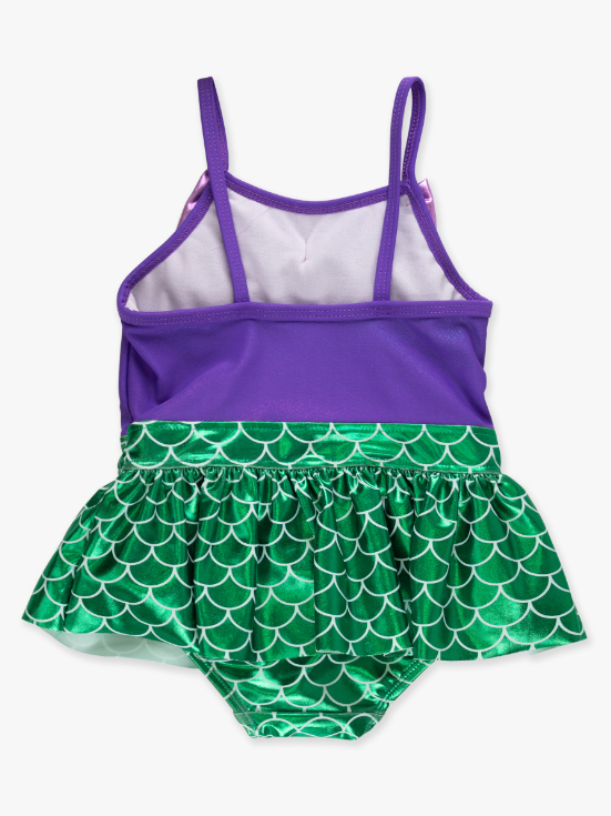 Shiny Mermaid Princess Big Bow Skirted One Piece Swimsuit