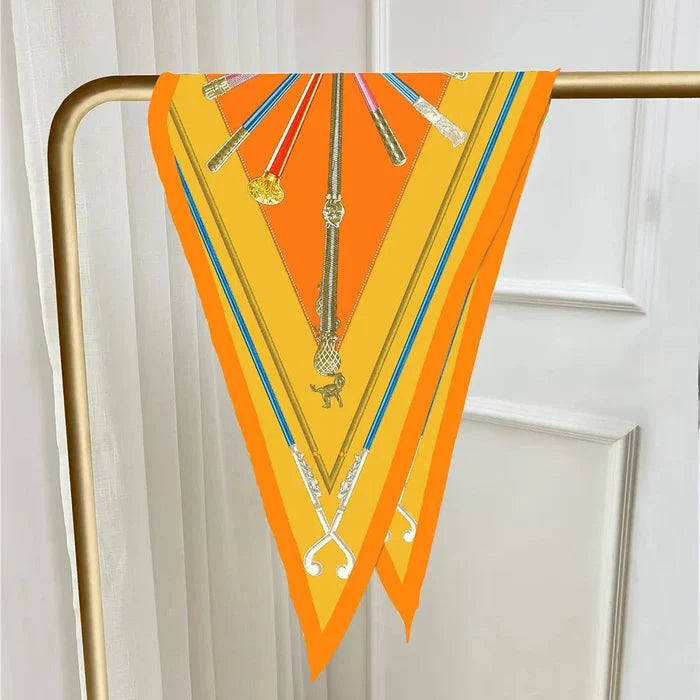 Sienna Orange Silk Diamond Scarf