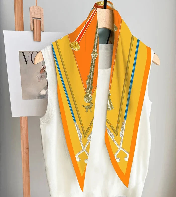Sienna Orange Silk Diamond Scarf