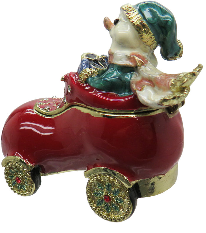 Snowman Shoe Jeweled Trinket Box Austrian Crystals