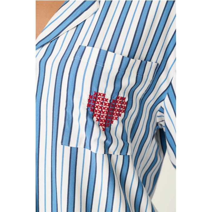Soiree Dreams Blue Stripe Nightshirt