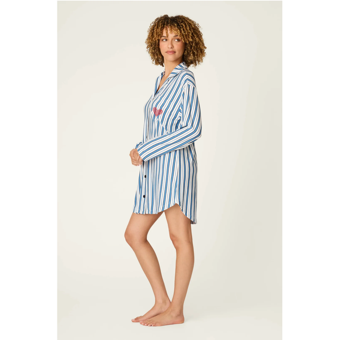 Soiree Dreams Blue Stripe Nightshirt
