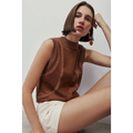 Solana Chestnut Faux Suede Top in Light Chestnut
