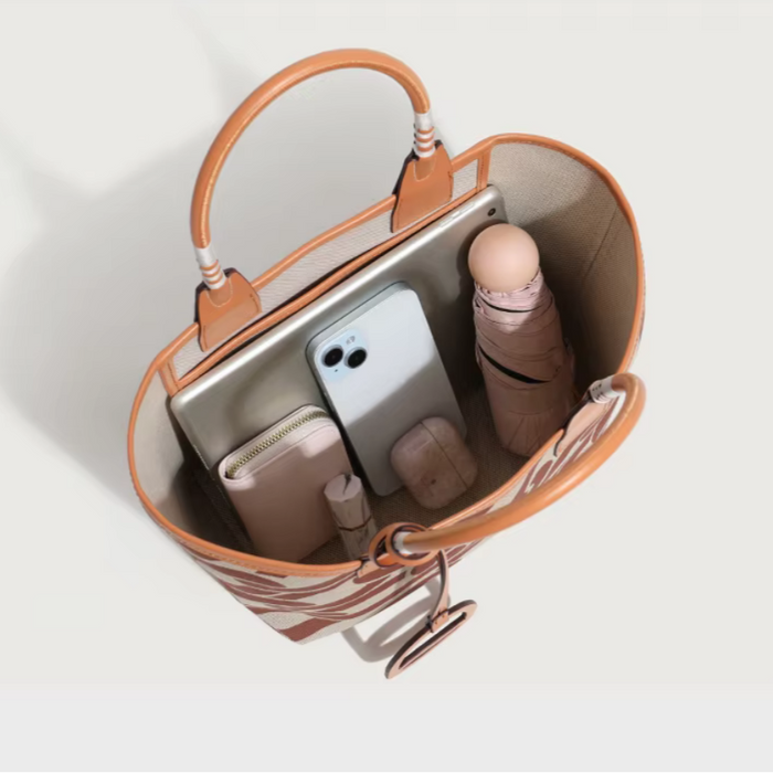 Stella Small Canvas & Leather Tote Bag / Colorful