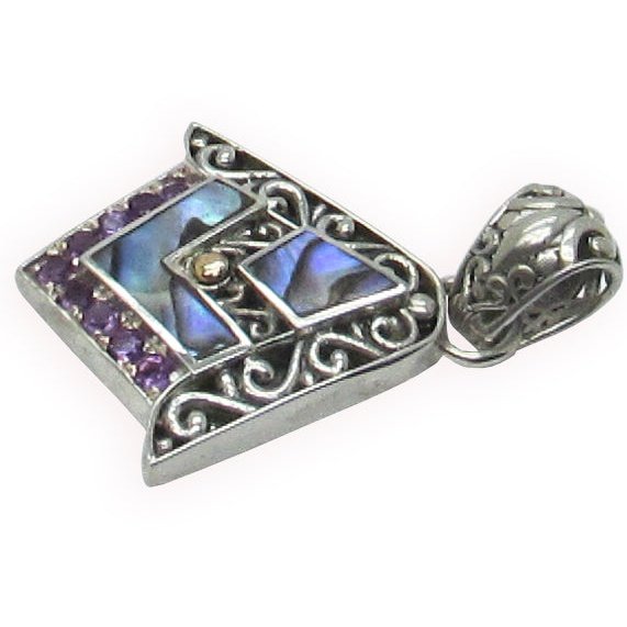 Sterling Silver Abalone Amethyst Pendant