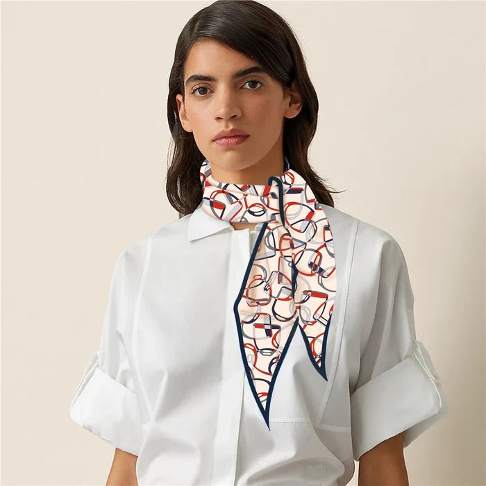 Stirrups Beige Silk Diamond Scarf