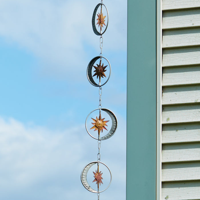 Sun & Moon Flamed/Zinc Rain Chain 95 inch