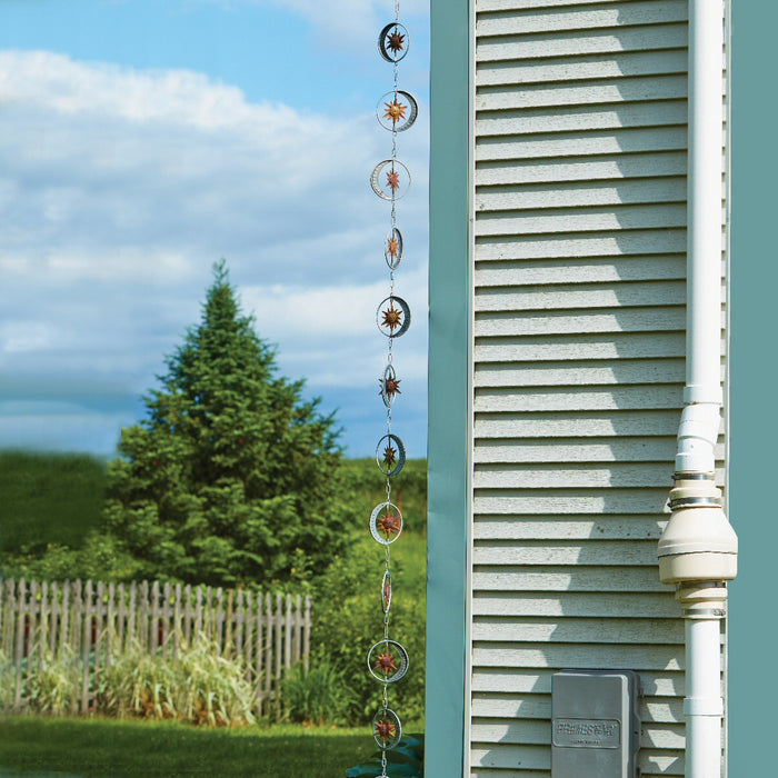 Sun & Moon Flamed/Zinc Rain Chain 95 inch