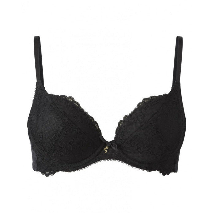 Super boost Lace Plunge Bra in Black