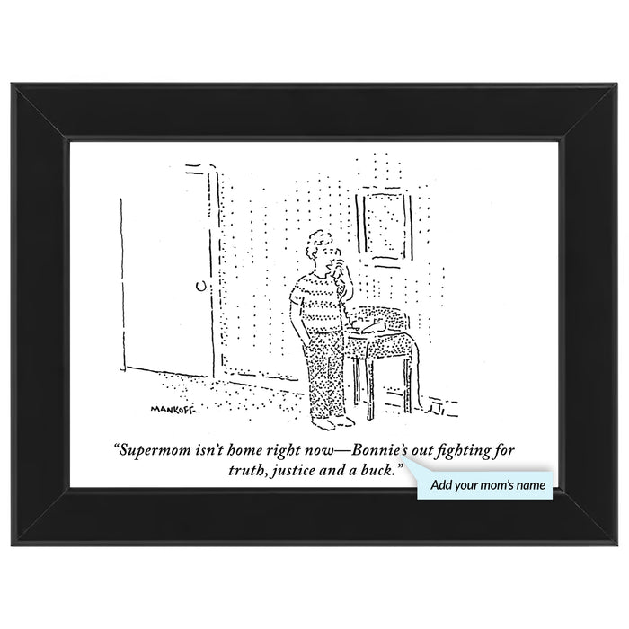 Supermom (Personalized) Framed Cartoon Print