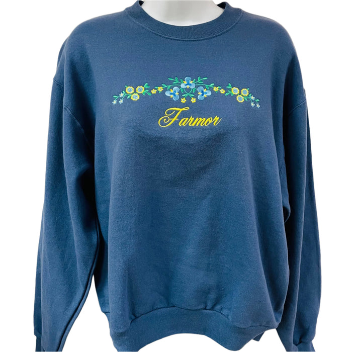Sweatshirt - Farmor flowers on Indigo