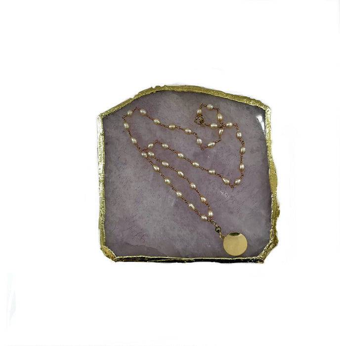 Tahitian Pearl Beaded Necklace with Gold Pendant