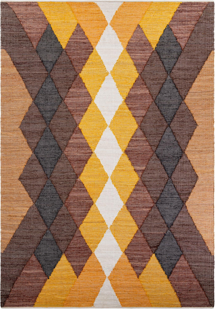 Thar Cotton Collection Area Rug -  Munnar Rectangle Brown Yellow Black Main