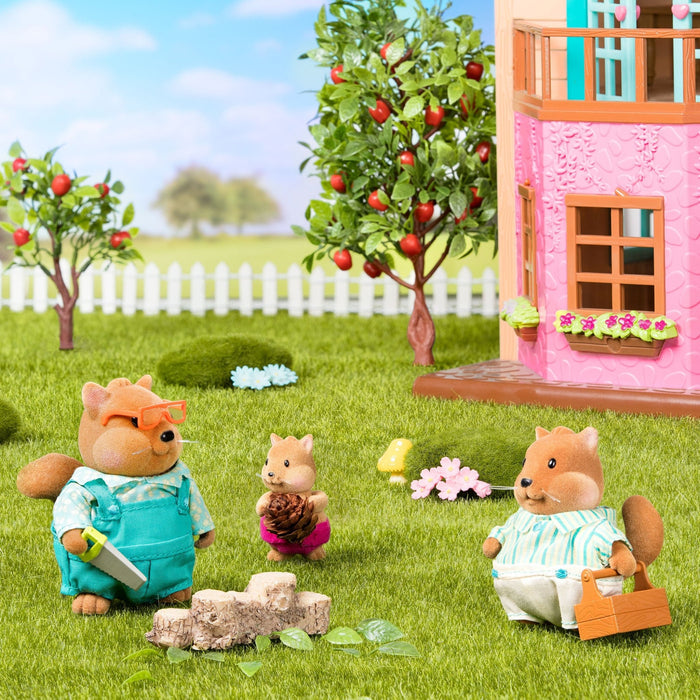 Miniature squirrel figurine set with storybook