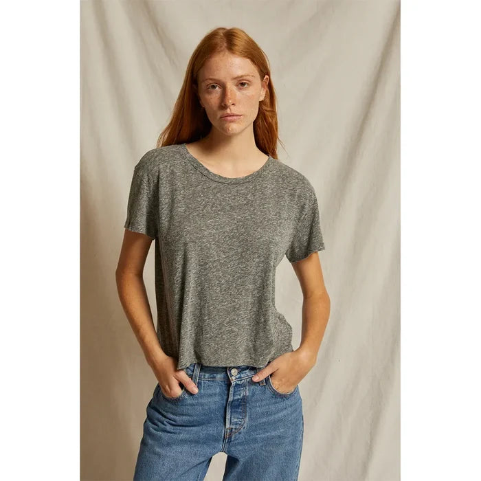 Harley Cotton Boxy Crew Tee in Heather Grey - Romantiques