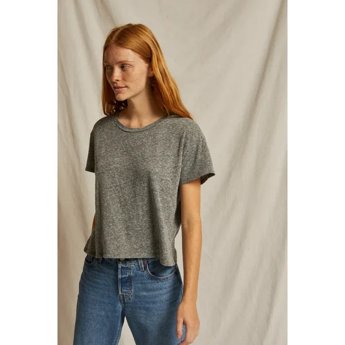 Harley Cotton Boxy Crew Tee in Heather Grey - Romantiques