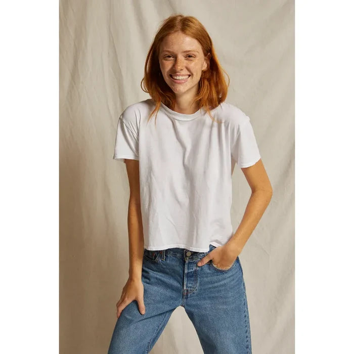Harley Cotton Boxy Crew Tee in White - Romantiques