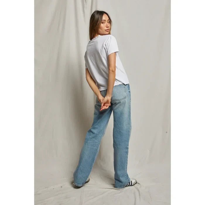 Harley Cotton Boxy Crew Tee in White - Romantiques
