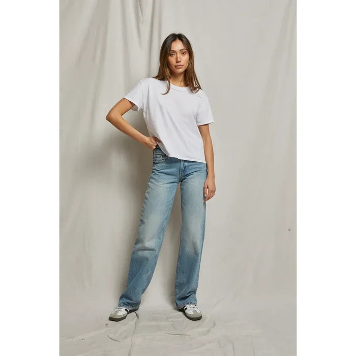 Harley Cotton Boxy Crew Tee in White - Romantiques
