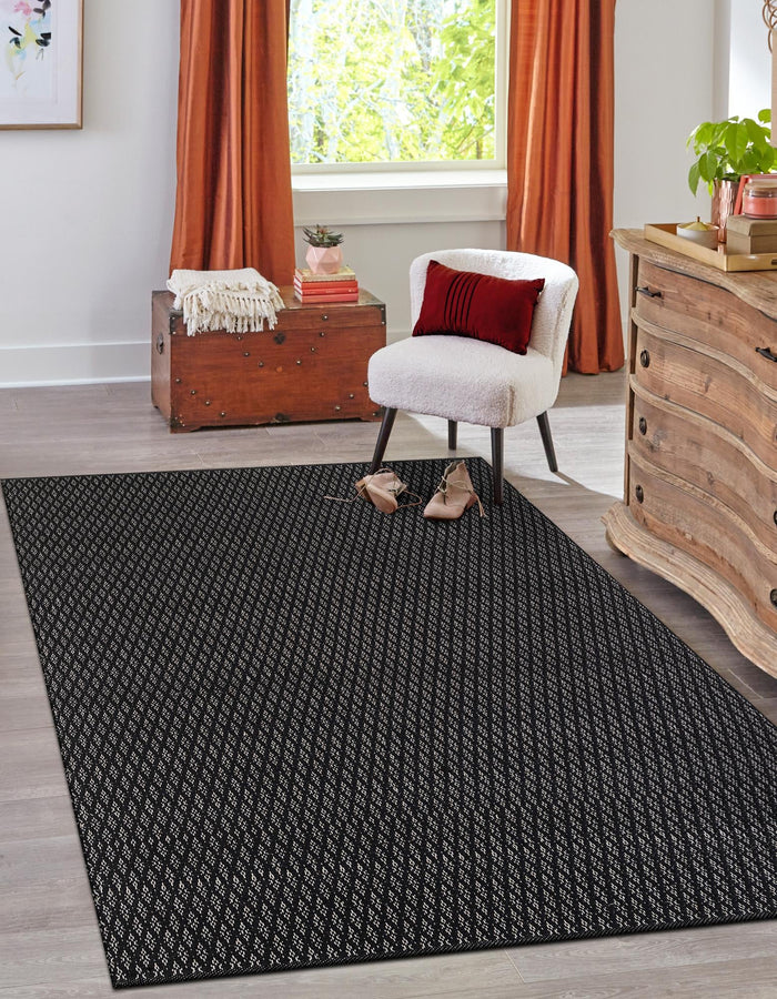 Cobbled Wool Collection Area Rug - Cobbles Rectangle Black  lifestyle 2