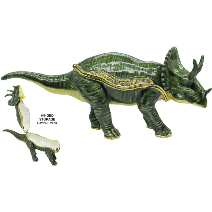 Triceratops Dinosaur Jeweled Trinket Box SWAROVSKI Crystals