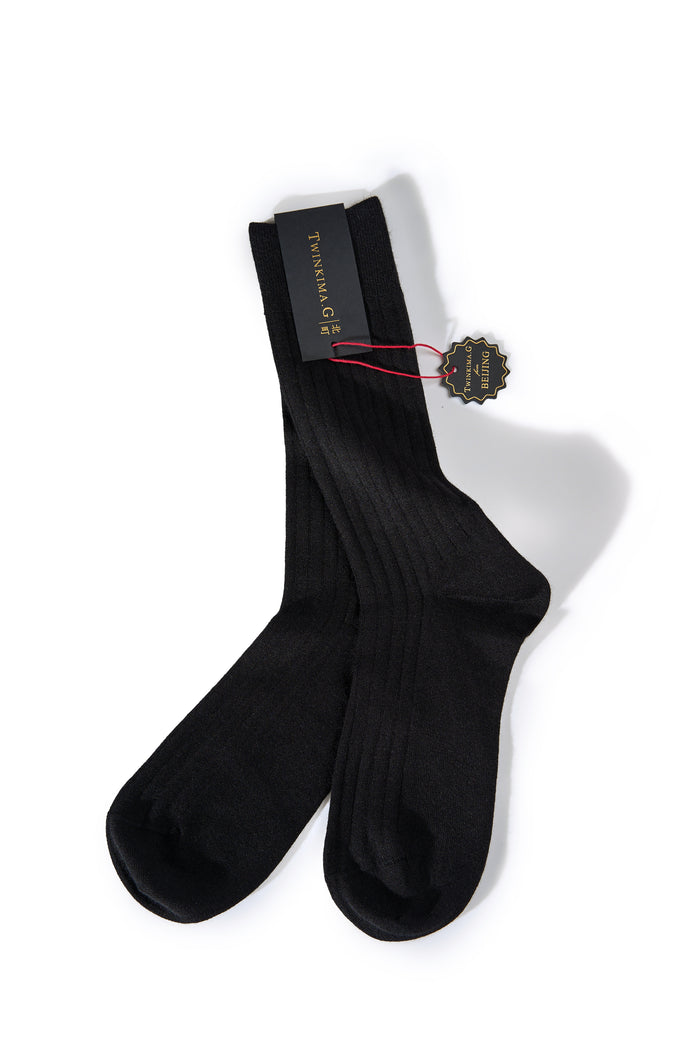 Twinkima.G - Cashmere Blend Socks - Black (Mid-Calf)