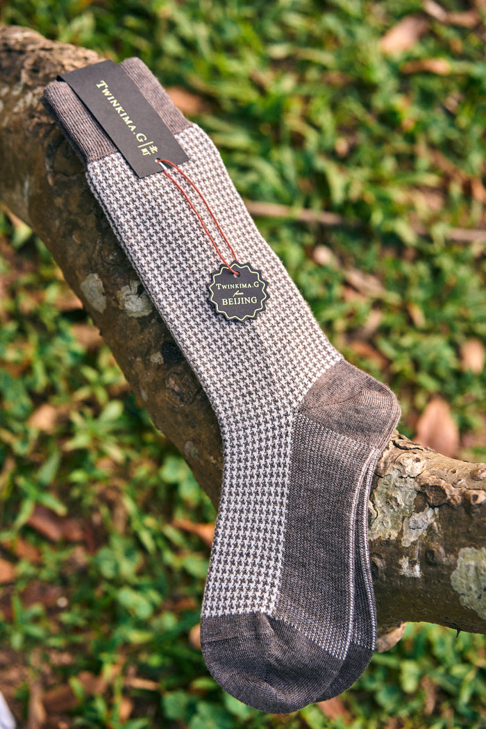 Twinkima.G - Cashmere Blend Socks - Grey/Pearl (Mid-Calf)