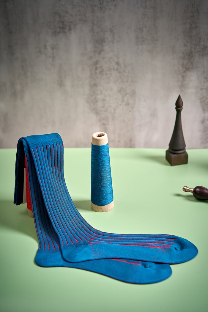 Twinkima.G - Egyptian Cotton Socks - Cobalt Blue Striped (OTC)