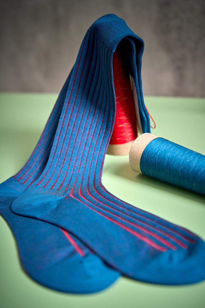 Twinkima.G - Egyptian Cotton Socks - Cobalt Blue Striped (OTC)