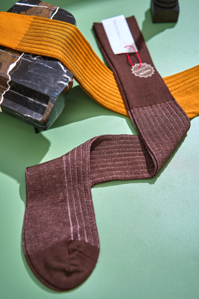 Twinkima.G - Egyptian Cotton Socks - Hickory Brown Striped (OTC)