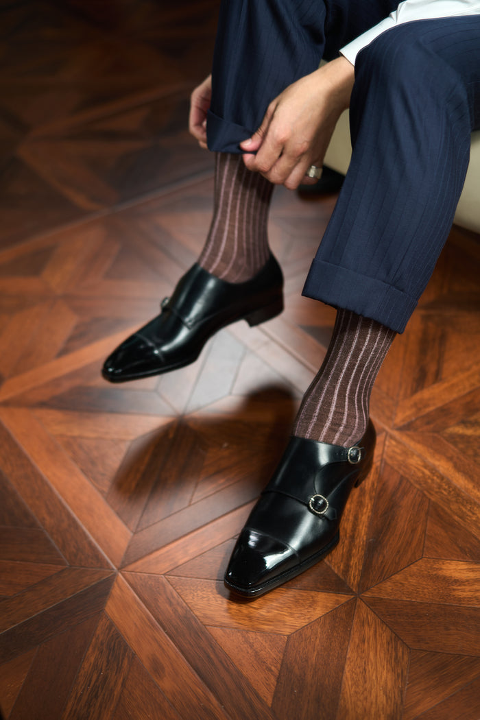 Twinkima.G - Egyptian Cotton Socks - Hickory Brown Striped (OTC)