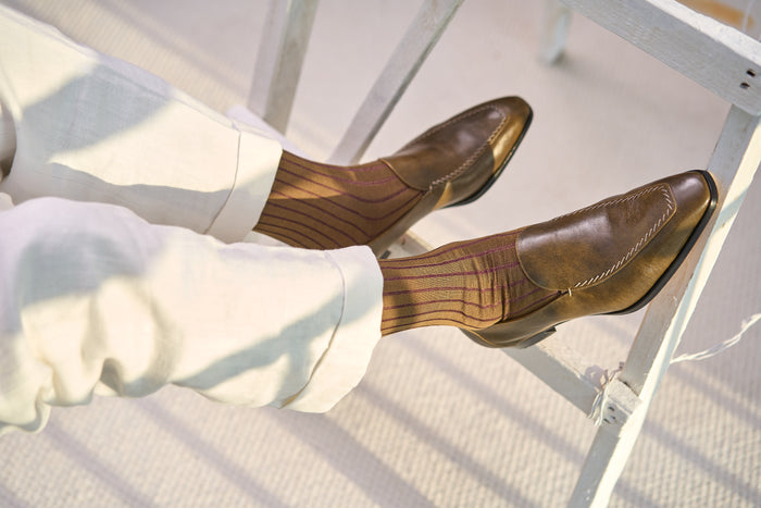 Twinkima.G - Egyptian Cotton Socks - Khaki Striped (OTC)