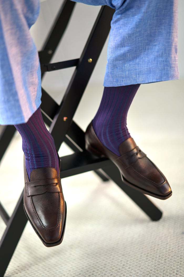 Twinkima.G - Egyptian Cotton Socks - Purple Striped (OTC)
