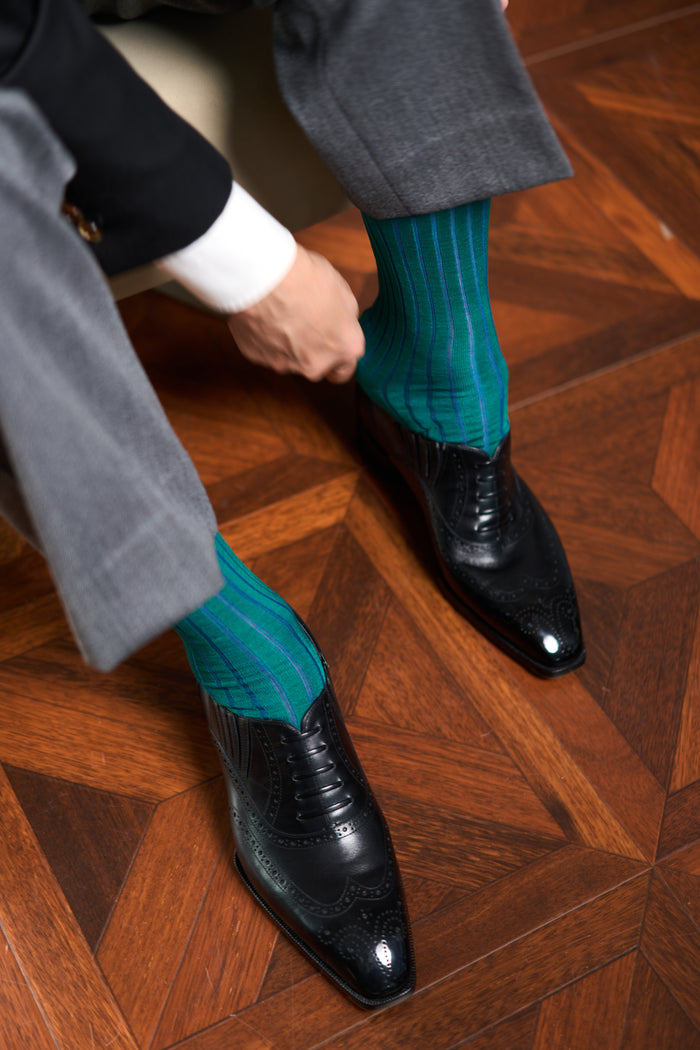 Twinkima.G - Egyptian Cotton Socks - Sea Green Striped (OTC)