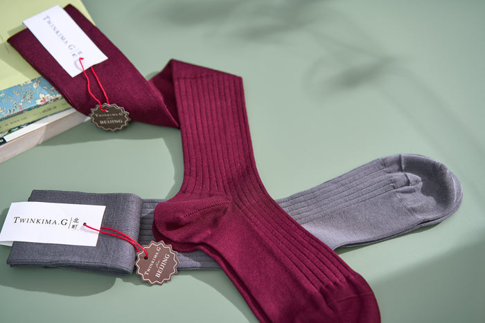 Twinkima.G - Egyptian Cotton Socks - Solid Burgundy (OTC)