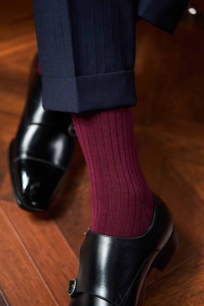 Twinkima.G - Egyptian Cotton Socks - Solid Burgundy (OTC)