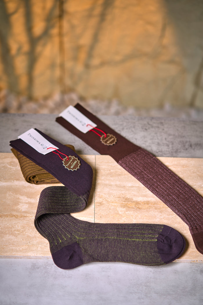 Twinkima.G - Egyptian Cotton Socks - Umber Brown Striped (OTC)