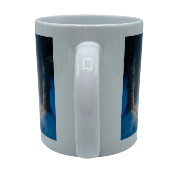 Two Gnomes by the Fire with Cow Coffee Mug