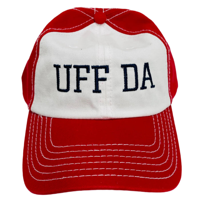 Uff Da red & white baseball cap