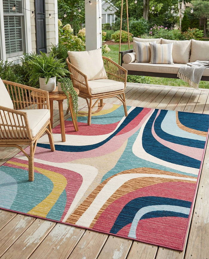 Urban Terrace Collection Area Rug - Venice Rectangle Multi  lifestyle 6