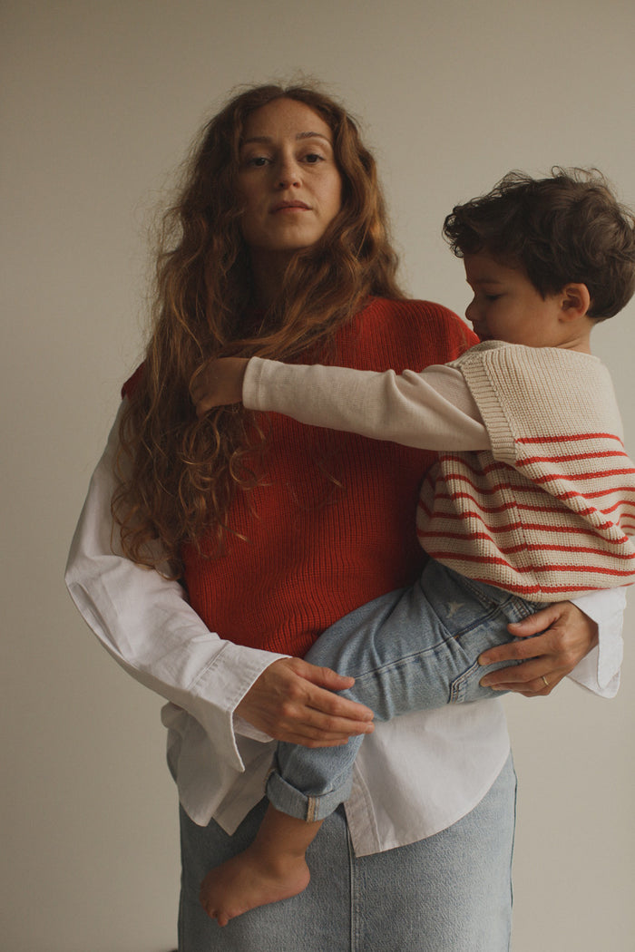 VEST HARVEY KIDS - cream/red