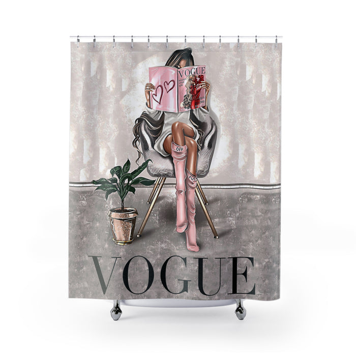 Vogue Bath Shower Curtain — Fashionable Glam Girl Bathroom Decor