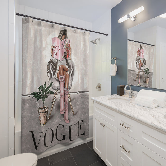 Vogue Bath Shower Curtain — Fashionable Glam Girl Bathroom Decor