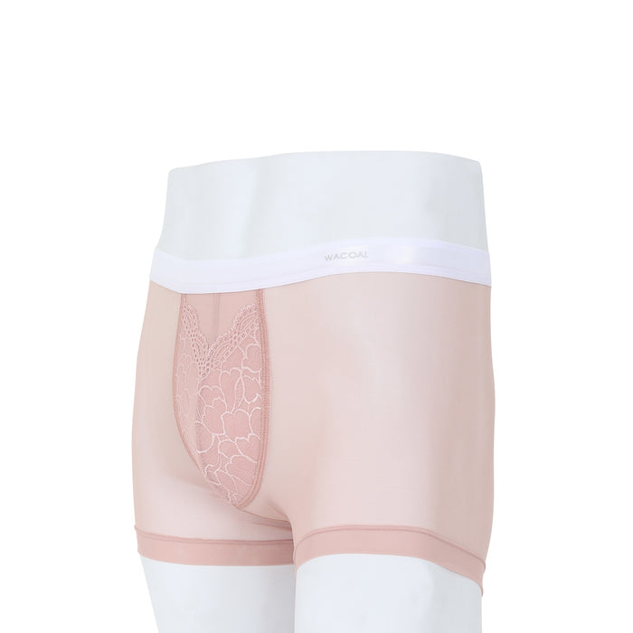 Wacaol กางเกงในผู้ชาย Boxer See-Through Lace แต่งลูกไม้ รุ่น WXU401 สีชมพูกุหลาบป่า (WR)