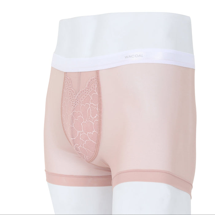 Wacaol กางเกงในผู้ชาย Boxer See-Through Lace แต่งลูกไม้ รุ่น WXU401 สีชมพูกุหลาบป่า (WR)