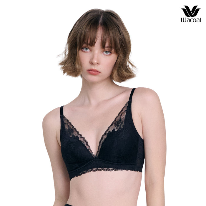 Wacoal บราลูกไม้ ไร้โครงใส่สบาย ฟองน้ำนุ่ม รุ่น WB5X65 สีดำ (BL)